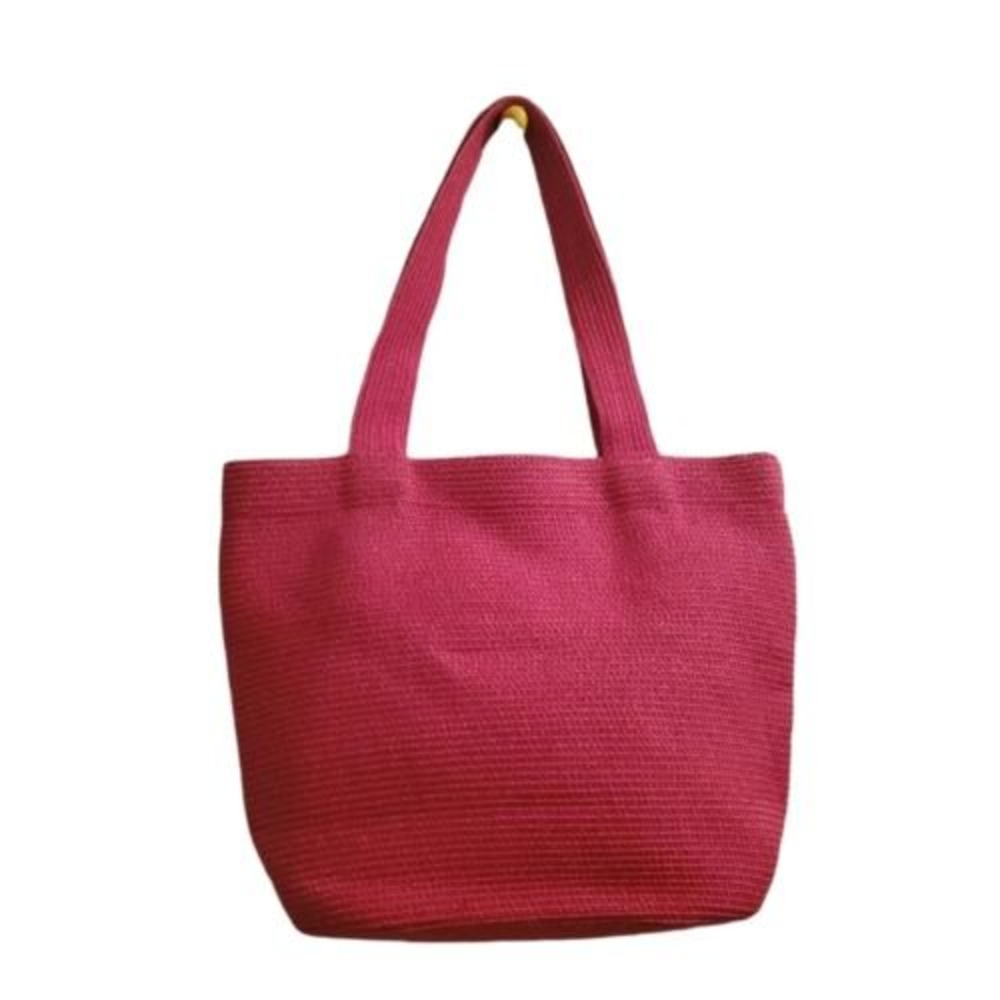 Talbots Woven Paper Tote Shoulder Bag Purse Satchel Pink